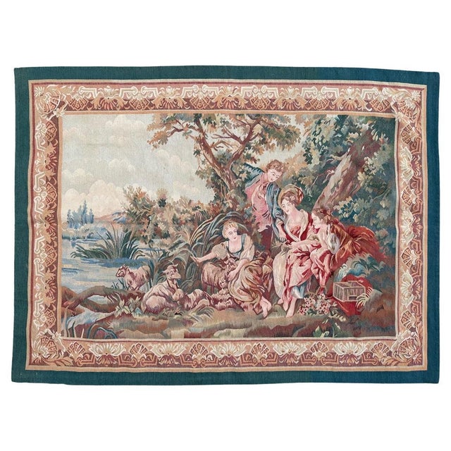 Vintage Aubusson Hand Woven Tapestry, 1990s For Sale - Image 18 of 18