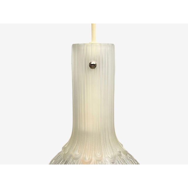 Glass Limburg Glashütte, Small Pendant Light, Textured Glass, Plastic, Germany, 1970s For Sale - Image 7 of 10