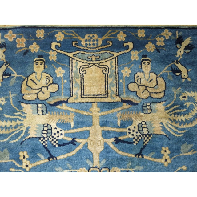 Blue Chinese Pictorial Antique Peking Rug - 6' x 8'6" For Sale - Image 4 of 18