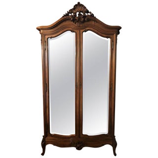 Louis XV Style Late 19th-20th Century Double Door Rosewood King Sized Armoire For Sale