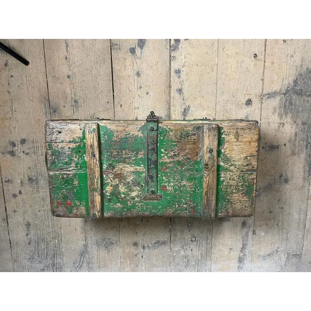 Wood Vintage Industrial Spruce Trunk For Sale - Image 7 of 8