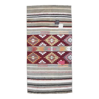 1960s Vintage Handwoven Anatolian Striped Kilim - Small Tribal Accent Rug For Sale