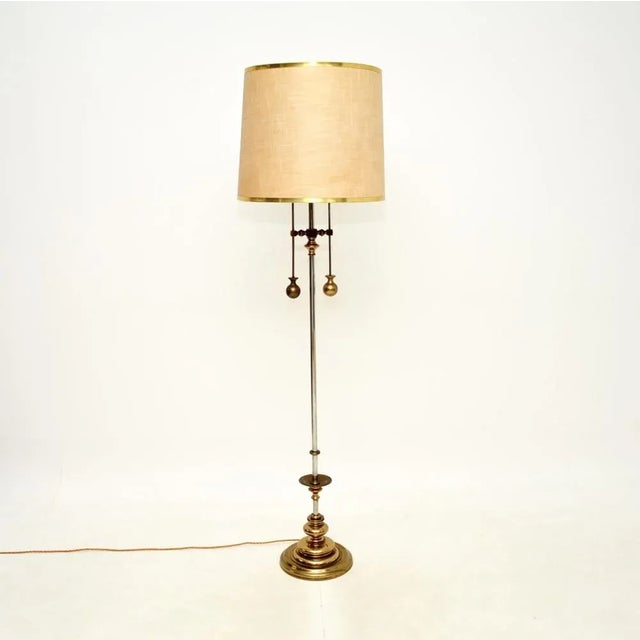Vintage Italian Brass and Steel Floor Lamp, 1970 For Sale - Image 9 of 9