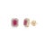 1.1ct Emerald Cut Mozambique Ruby Diamond Halo Stud Earrings in 14k Gold- A Pair For Sale - Image 4 of 12