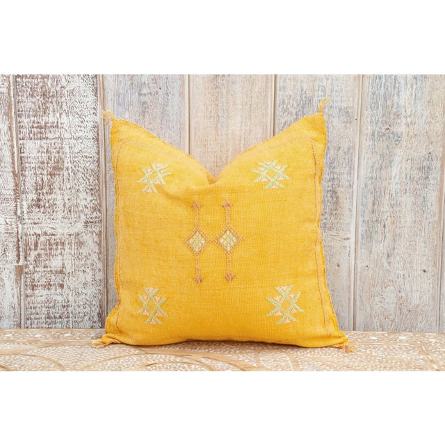 Tribal Amber Moroccan Silk Rug Pillow For Sale - Image 3 of 11