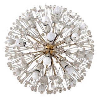 Large Brass and Glass Snowflake Sputnik Starburst Flush Mount from Rupert Nikoll, 1970s For Sale