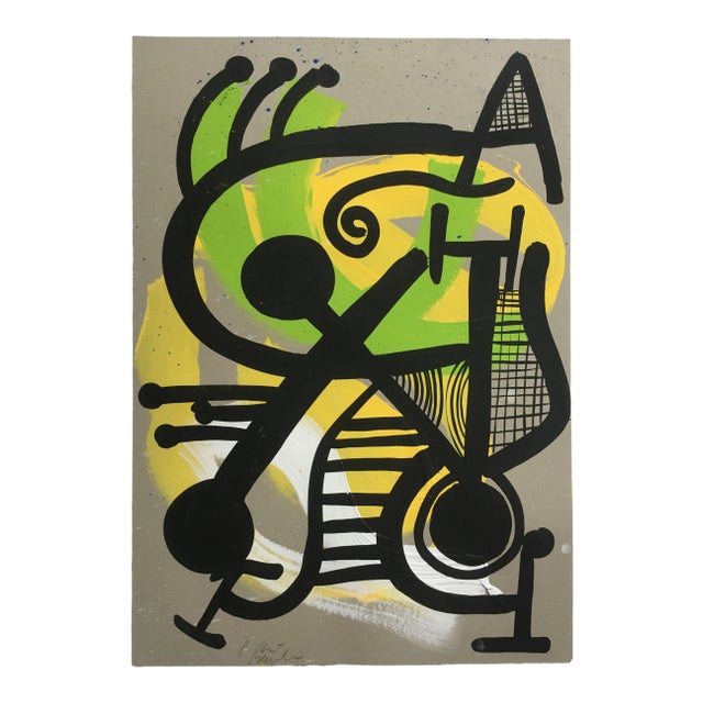 Miróvian Style Peter Keil Painting, Berlin For Sale