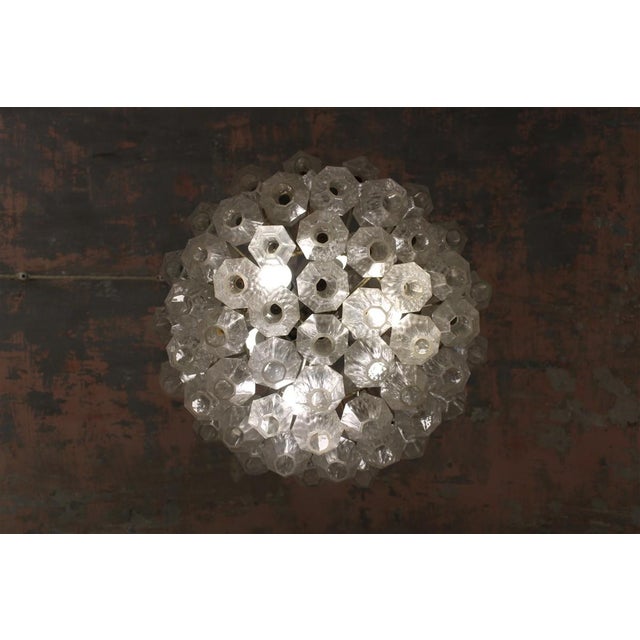 1950s Round Clear Murano Glass Poliedro Chandelier from Venini, Italy, 1950s For Sale - Image 5 of 9
