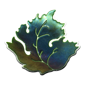 Claritas Dichroic Fused Glass Leaf Plate - Signed by Artist