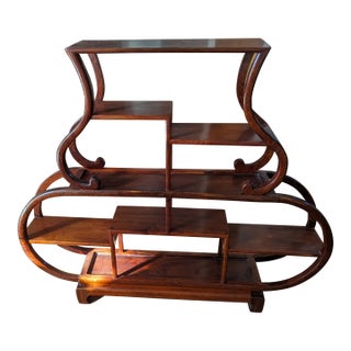 1990s Chinese Display Carved Rosewood Shelves For Sale