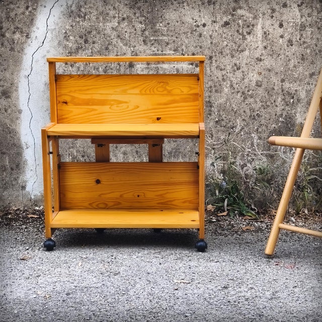 Folding Serving Table in Scandinavian Pine, 1970s For Sale - Image 8 of 18