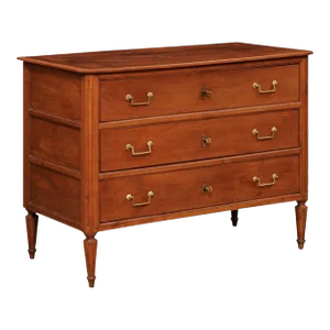 Late 18th Century French 1790s Louis XVI Period Cherry Three-Drawer Commode with Fluted Side Posts