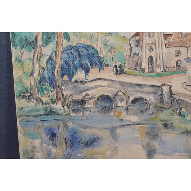 1929 Ogui European Modernist Village Landscape Watercolor & Gouache For Sale - Image 10 of 10