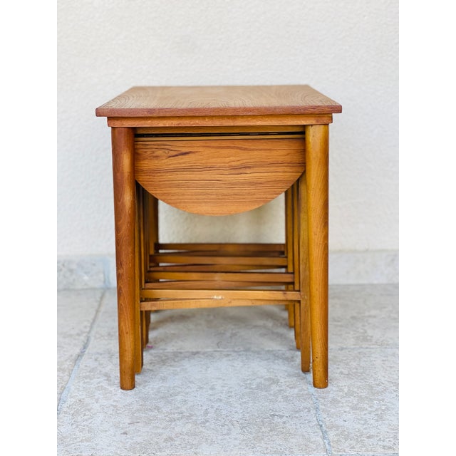 Brown Scandinavian Teak Nesting Tables, 1960s, Set of 5 For Sale - Image 8 of 12