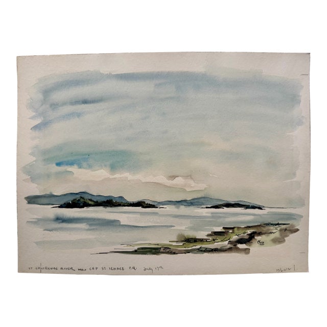 Henry Emil Salloch Original Watercolor on Paper St. Lawrence River, 1957. For Sale