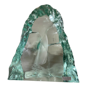 Vintage Handmade Vicke Lindstrand Kosta Boda Glass Ice Block Sailboat Sculpture