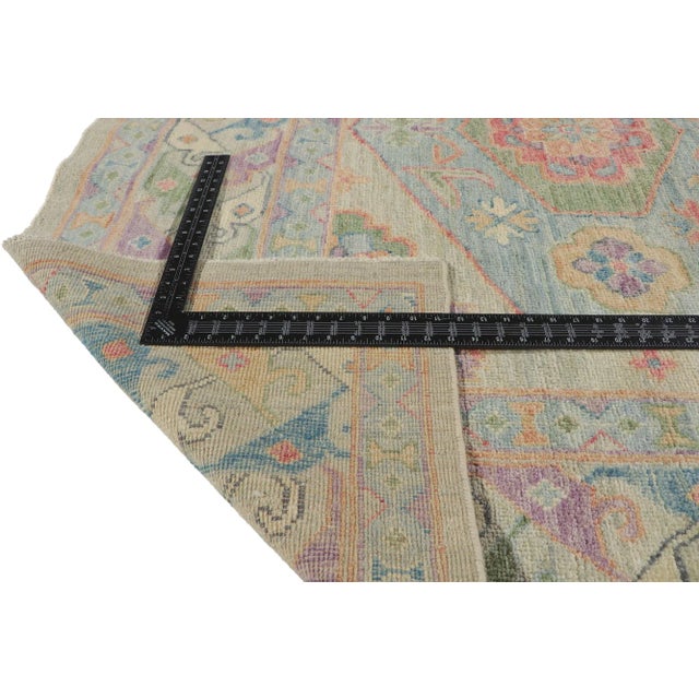 Light Gray Grandmillenial Colorful Oushak Rug - 5'10 X 9'02 For Sale - Image 8 of 11