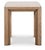 A refined square side table that pairing warm oak with a pale travertine top. This two-tone piece features substantial,...