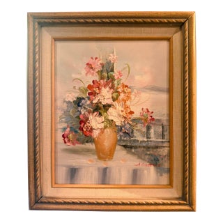 Vintage Impasto Floral Oil Painting on Canvas, Signed "A. Sweeting" For Sale