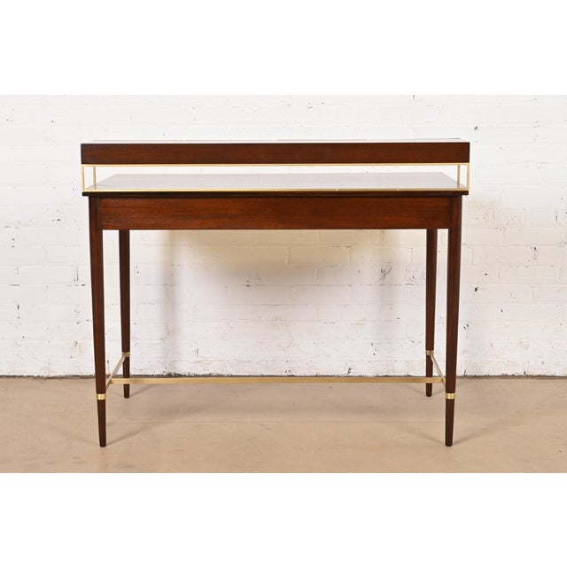 Paul McCobb Connoisseur Collection Mahogany and Brass Writing Desk, Newly Refinished For Sale - Image 10 of 11