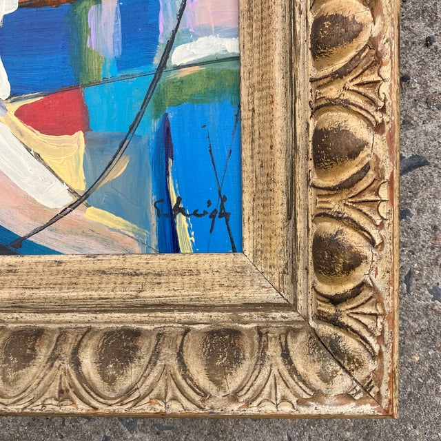Contemporary Contemporary Original Stephen Heigh Abstract Painting “Old New World” Vintage Frame For Sale - Image 3 of 4