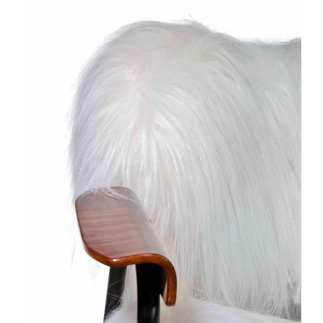 Gastone Rinaldi Vintage Armchair in Sheepskin and Wood by Gastone Rinaldi, 1950s For Sale - Image 4 of 8