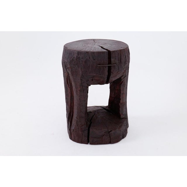 Hand-Carved Sculptural Hardwood Side Table by Logniture For Sale - Image 13 of 18