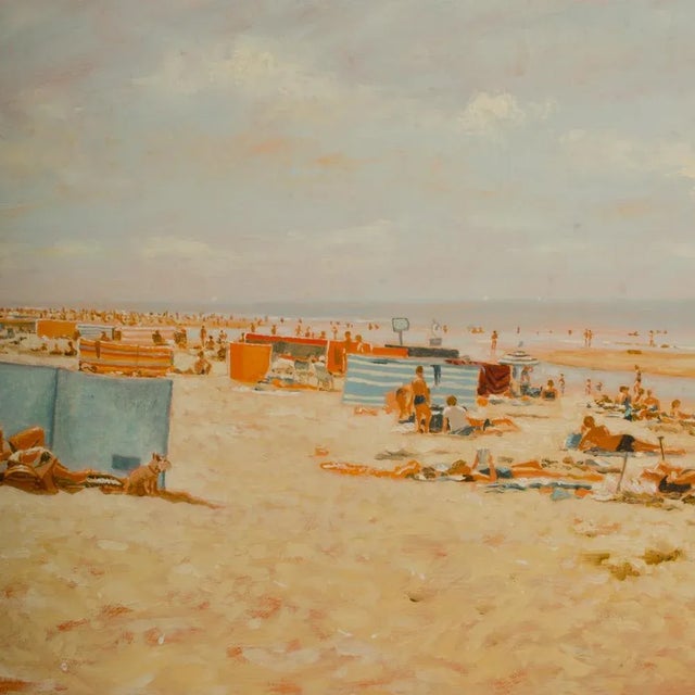 Paint Early 20th Century European Beach Scene Oil Painting by Willem Helfferich For Sale - Image 7 of 13