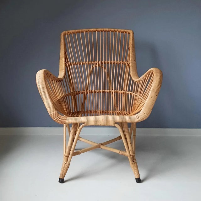 Vintage Lounge Chair in Rattan, 1960s For Sale - Image 4 of 9