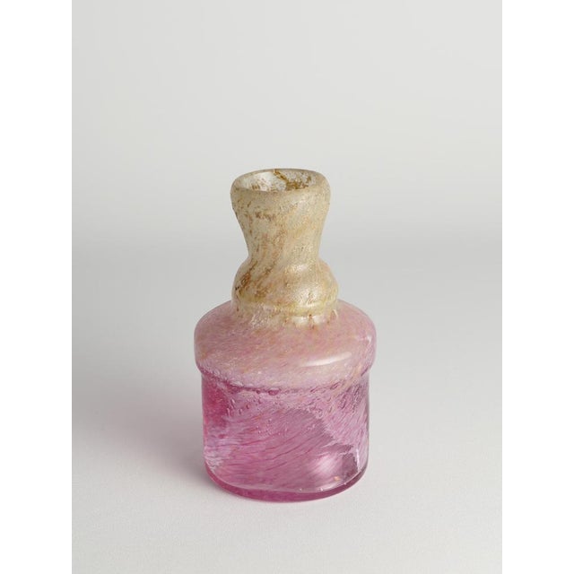 Bubblegum Pink and Yellow Art Glass Vase by Milan Vobruba, Sweden, 1980s For Sale - Image 9 of 14