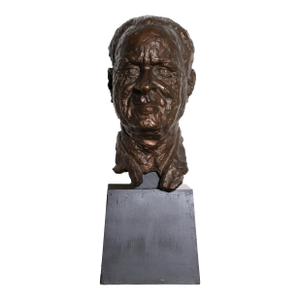 Bust of Yitzhak Rabin, Signed Bronze Sculpture by Chaim Gross