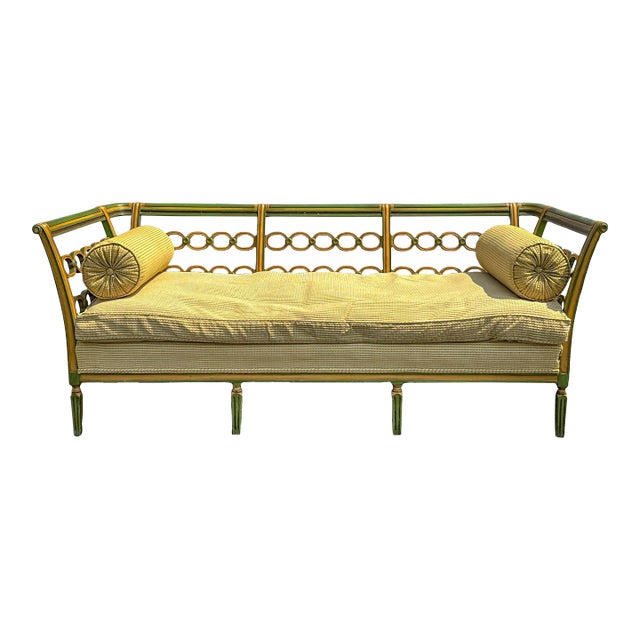 Traditional 1920s Regency Style Carved and Hand Painted Daybed Settee Sofa For Sale - Image 3 of 12