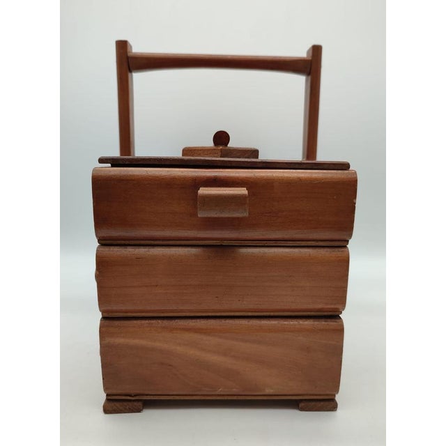 Wood Mid-Century Wood Cantilever Sewing Box, Germany, 1950s For Sale - Image 7 of 10