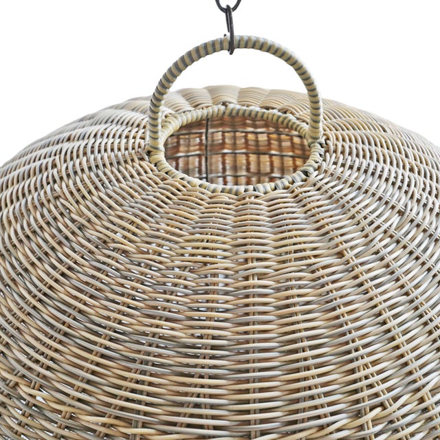 Contemporary Contemporary Outdoor Faux Rattan Globe Pendant Light 36" For Sale - Image 3 of 10
