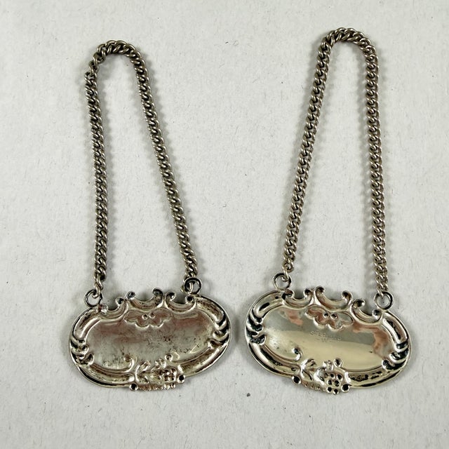 1940s Estate Wallace Sterling Silver Liquor Collar Tags, a Pair For Sale - Image 5 of 7