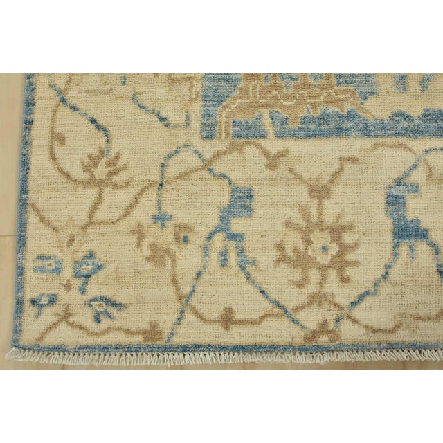 Oushak Rug 5’11” X 8’11” Blue Wool Traditional Hand-Knotted Oriental Carpet For Sale - Image 11 of 14