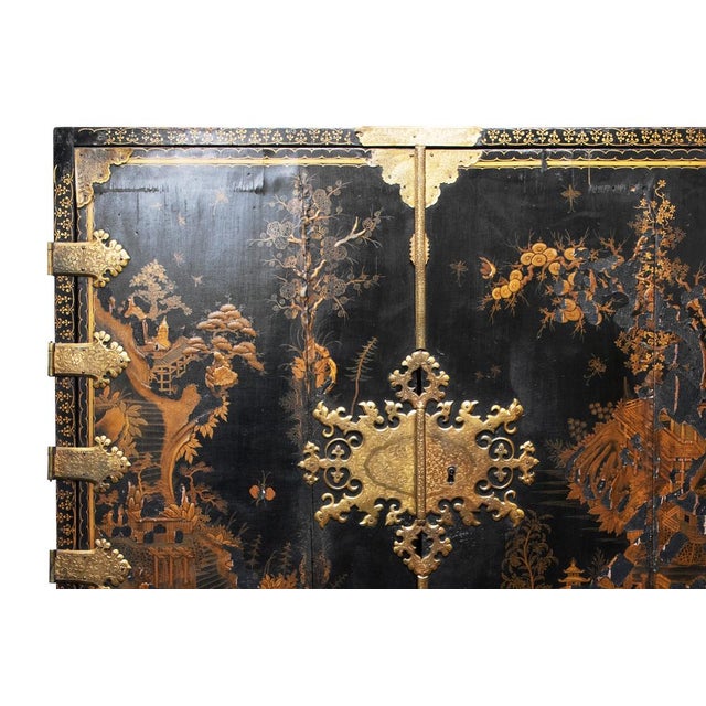 Antique Japanese Lacquer Cabinet on Stand For Sale - Image 6 of 9