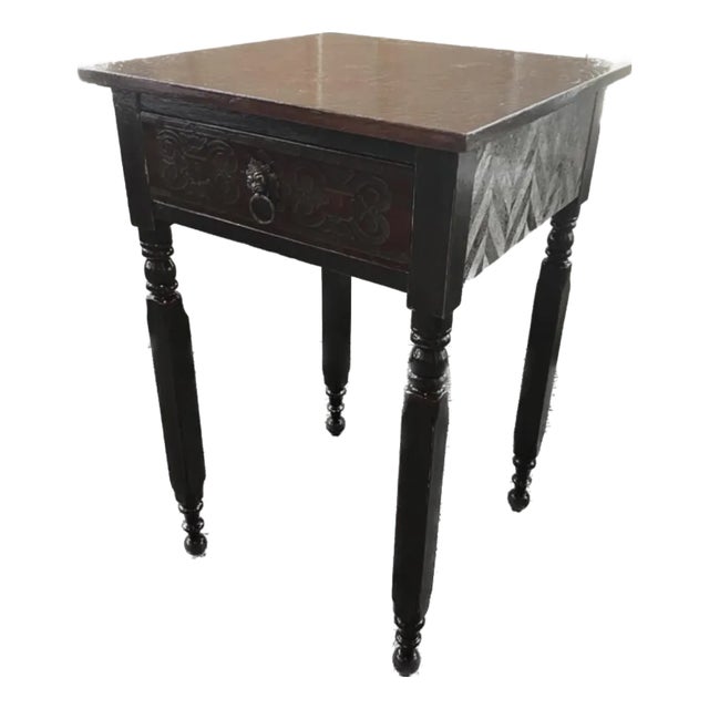 1850 - 60s Mahogany and Cherry Single Drawer Nightstand / Side Table For Sale