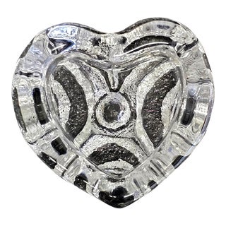 Valentines Day: Heart Shaped Heavy Molded Fine Crystal Small Dish For Sale