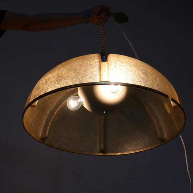 Luci Italia Brass and Fiberglass S447 Pendant Lamp by Idea Studio Tecno for Luci Italia, 1970s For Sale - Image 4 of 10