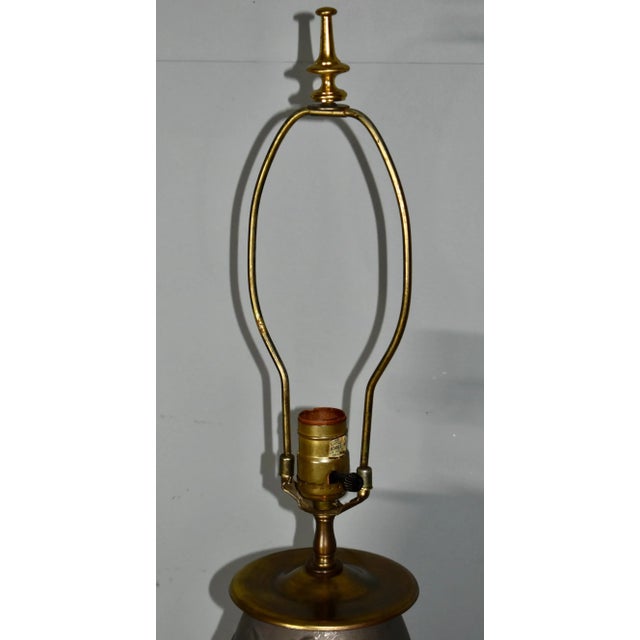 Vintage Art Nouveau Style Pewter Color & Brass Metal Table Lamp For Sale In Philadelphia - Image 6 of 11