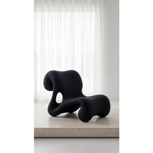 Contemporary 3D Printed Black Sand Sculptural Chair by Bryant Creative Industries S.L. For Sale - Image 3 of 7