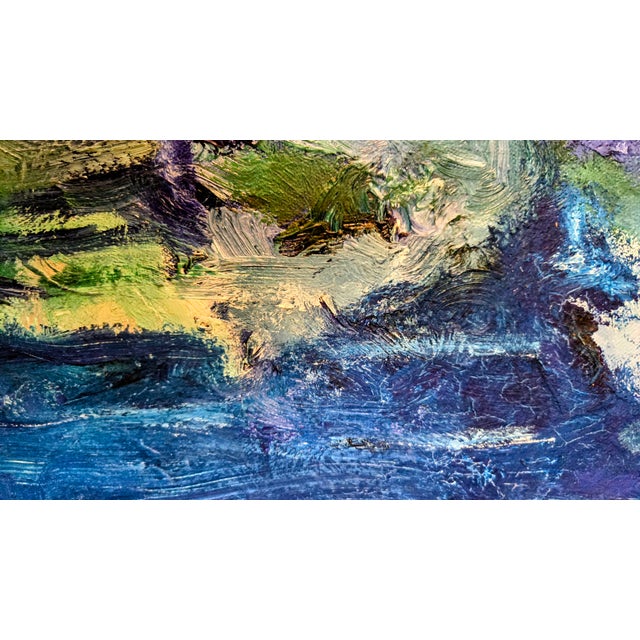 Blue Original Oil Painting by John Carnright (1945 - 2023) From His Studio Collection, Framed and Stretched on Canvas For Sale - Image 8 of 12