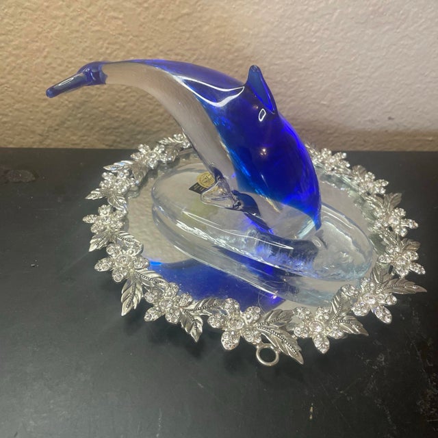 RCR Italy Art Glass 7” Diving Dolphin Sculpture For Sale - Image 4 of 7