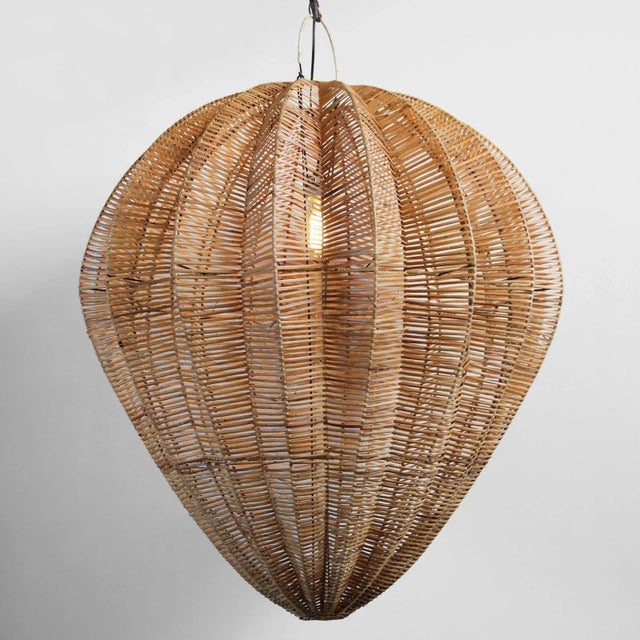 Contemporary Honey Rattan Starfruit Lantern Large For Sale - Image 3 of 9