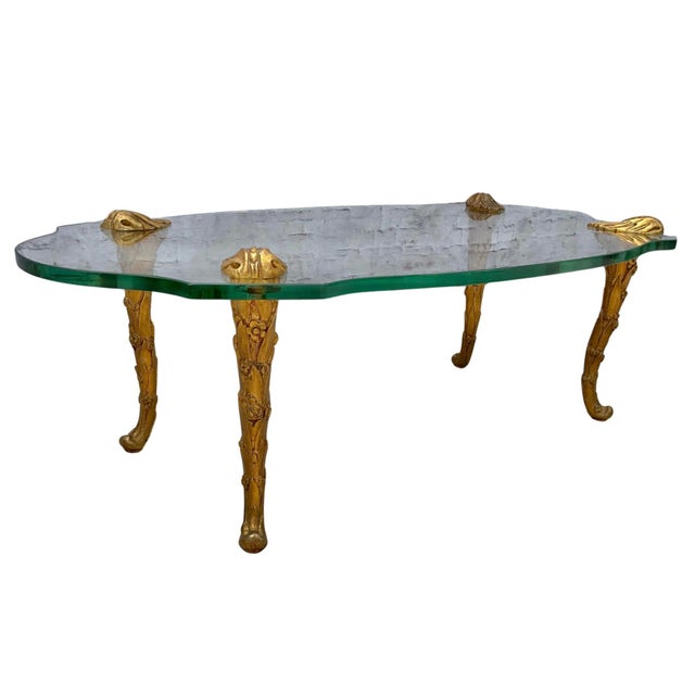 Maison Charles Style Giltwood and Glass Coffee Table 1960s For Sale - Image 10 of 10