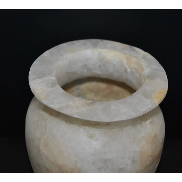 Alabaster 1910's Egyptian or Phoenician Style Pure Alabaster Vase Jar For Sale - Image 8 of 11