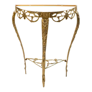 1960s Vintage Demilune Brass Console Table Base
