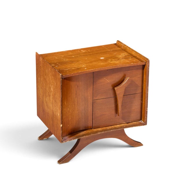 Vladimir Kagan Style Mid Century Sculptural Walnut Nightstands - Pair For Sale - Image 10 of 11
