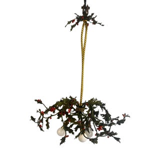 Holly-Shaped Ceiling Lamp in Brass, France, 1920 For Sale